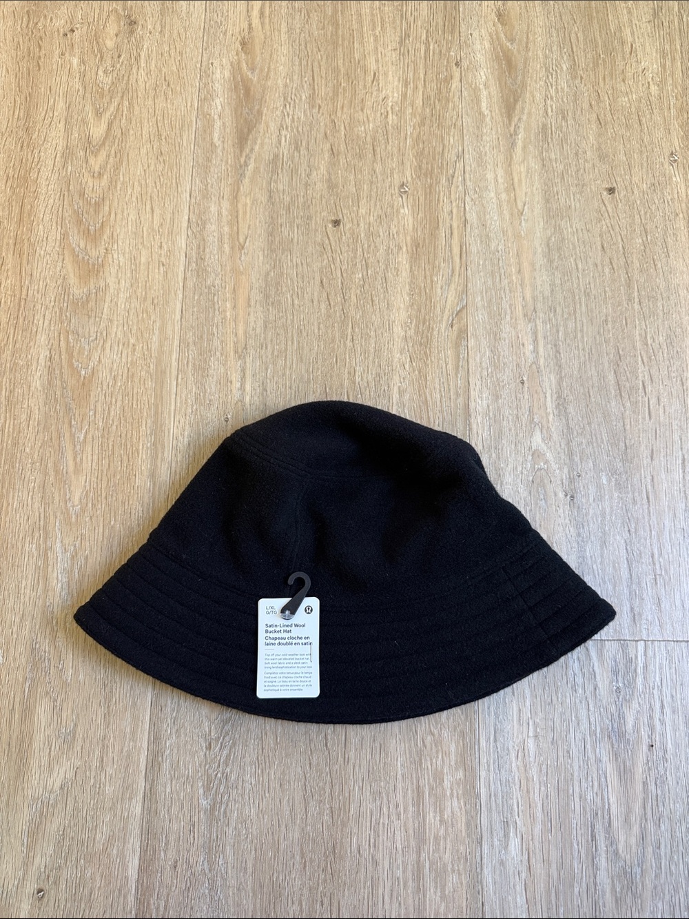 NWT Lululemon Black Satin/Lined Wool Bucket Hat L/XL (men’s/unisex)